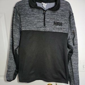 NRA Mens Large Pullover Jacket 1/4 Zip Black Gray Logo Mock Neck
